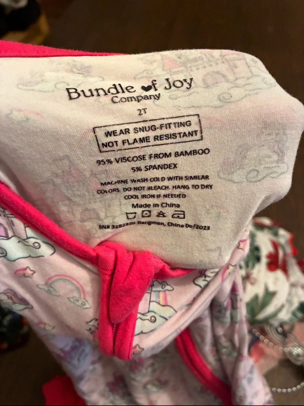 Girls' Pink Castle Print Footed One-Piece Pajama with Bright Pink Trim